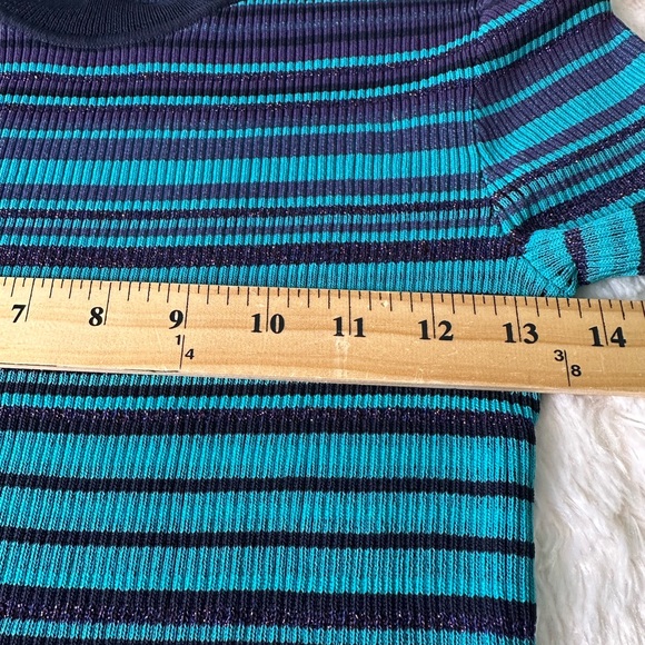 Boss Navy and Teal Striped Long Sleeve Top - Picture 7 of 8